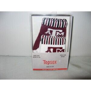 Texas A&M Aggies Topsox Infant Baby Size 2 Pair Red and White SEC College NEW
